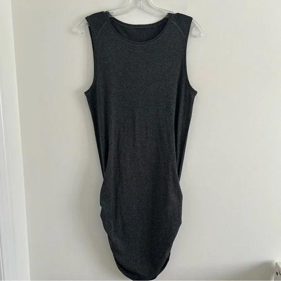 (SOLD) LULULEMON In The Flow Sleeveless Ruched Dress Grey Size 6 - Picture 6 of 11